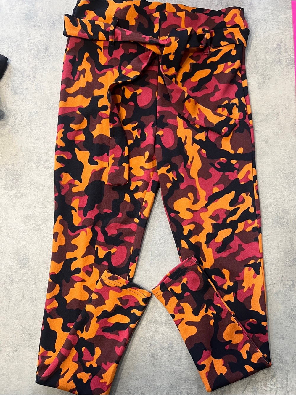 Orange & Pink Camo Tie-Waist Leggings